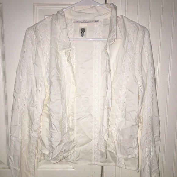 flowy, white, button-up top - Picture 1 of 2